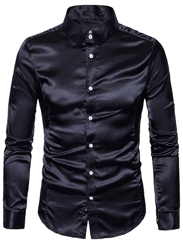 Mode Vanlig Lapel Fall Slim Shirt