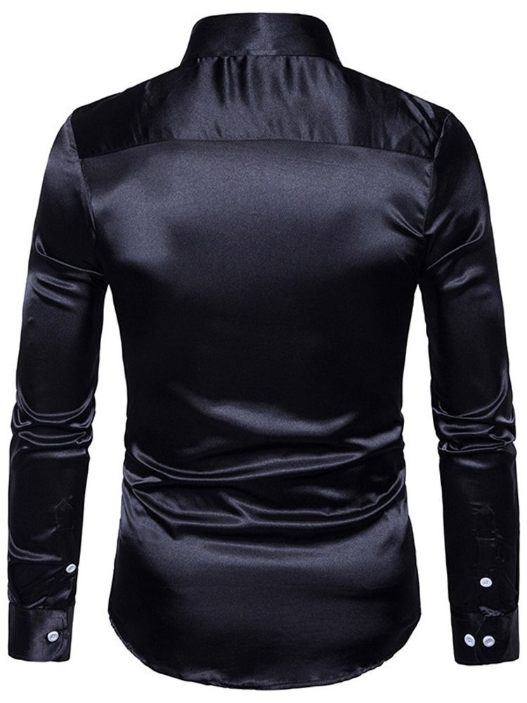 Mode Vanlig Lapel Fall Slim Shirt