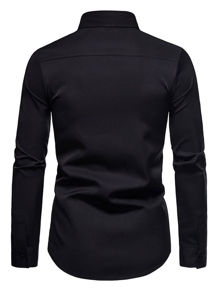 Modetryck Lapel Sommar Slim Shirt
