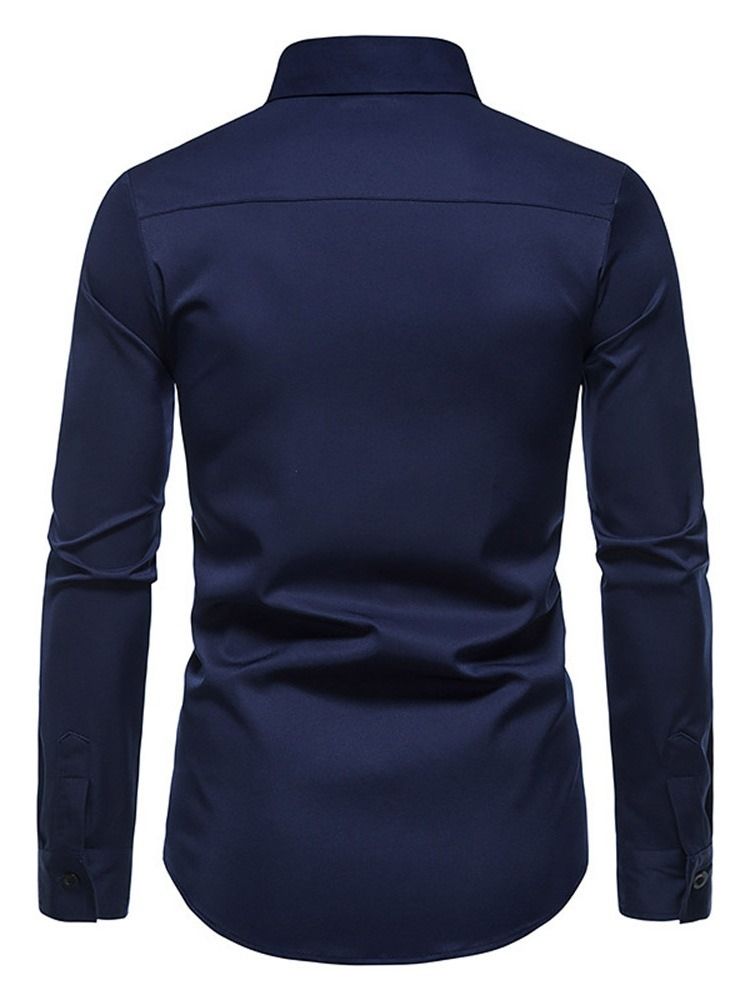 Modetryck Lapel Sommar Slim Shirt