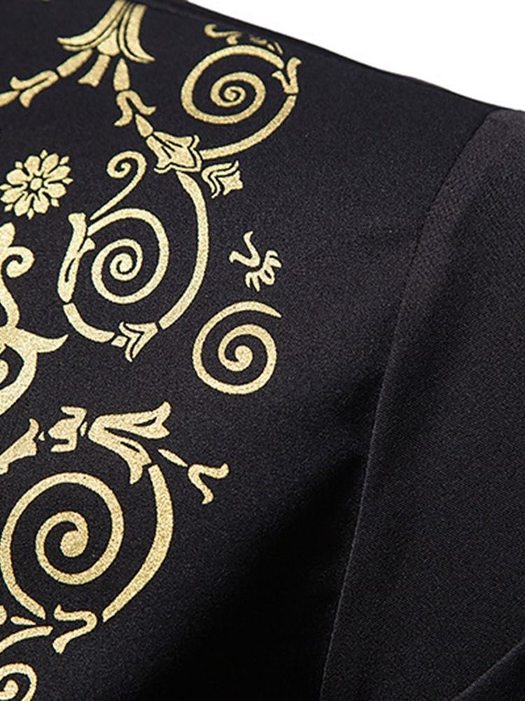 Modetryck Lapel Sommar Slim Shirt