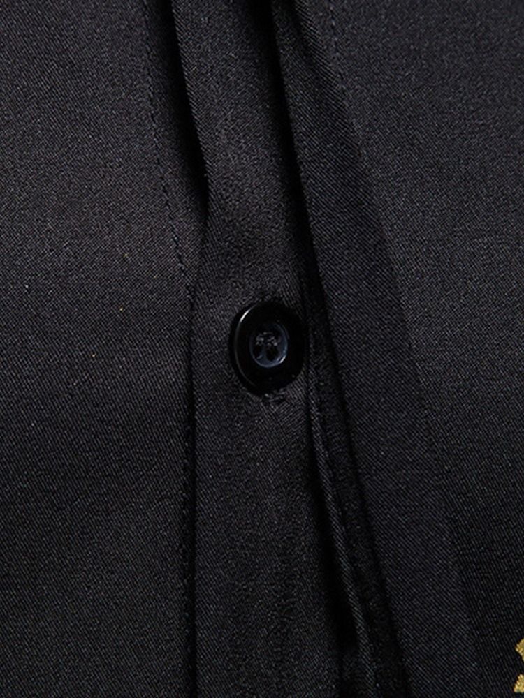 Modetryck Lapel Sommar Slim Shirt