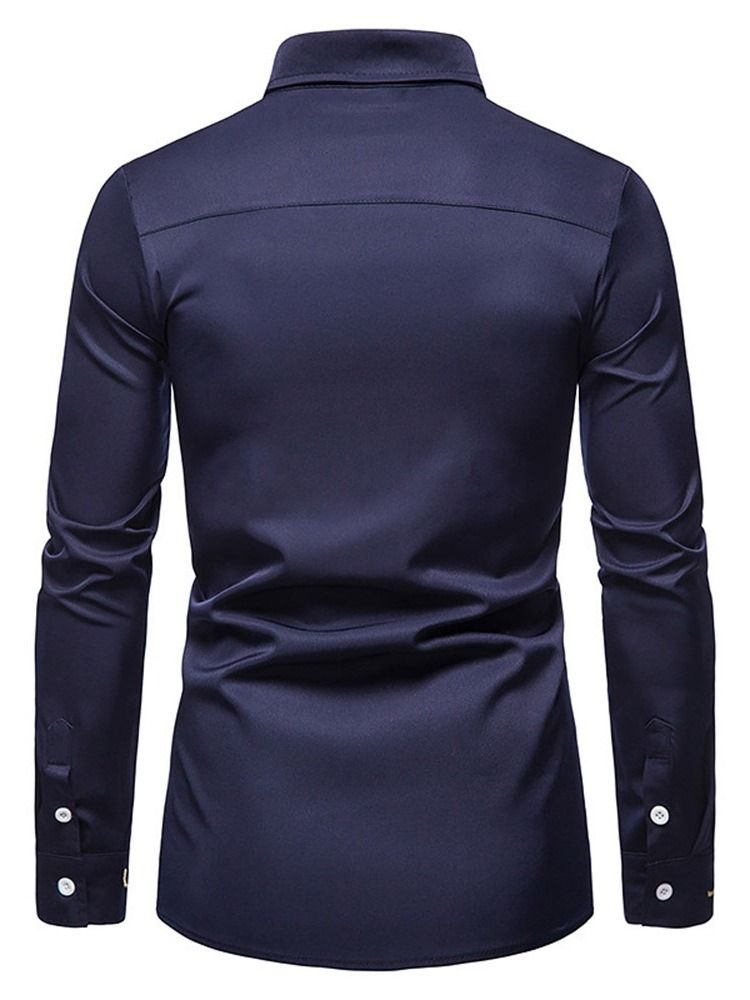 Ol Asymmetrisk Lapel Slim Herrskjorta