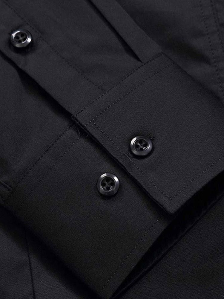 Ol Button Lapel Enkelknäppt Slim Herrskjorta