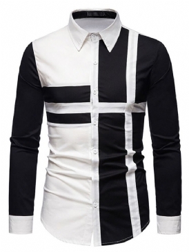 Ol Lapel Color Block Fall Enkelknäppt Herrskjorta