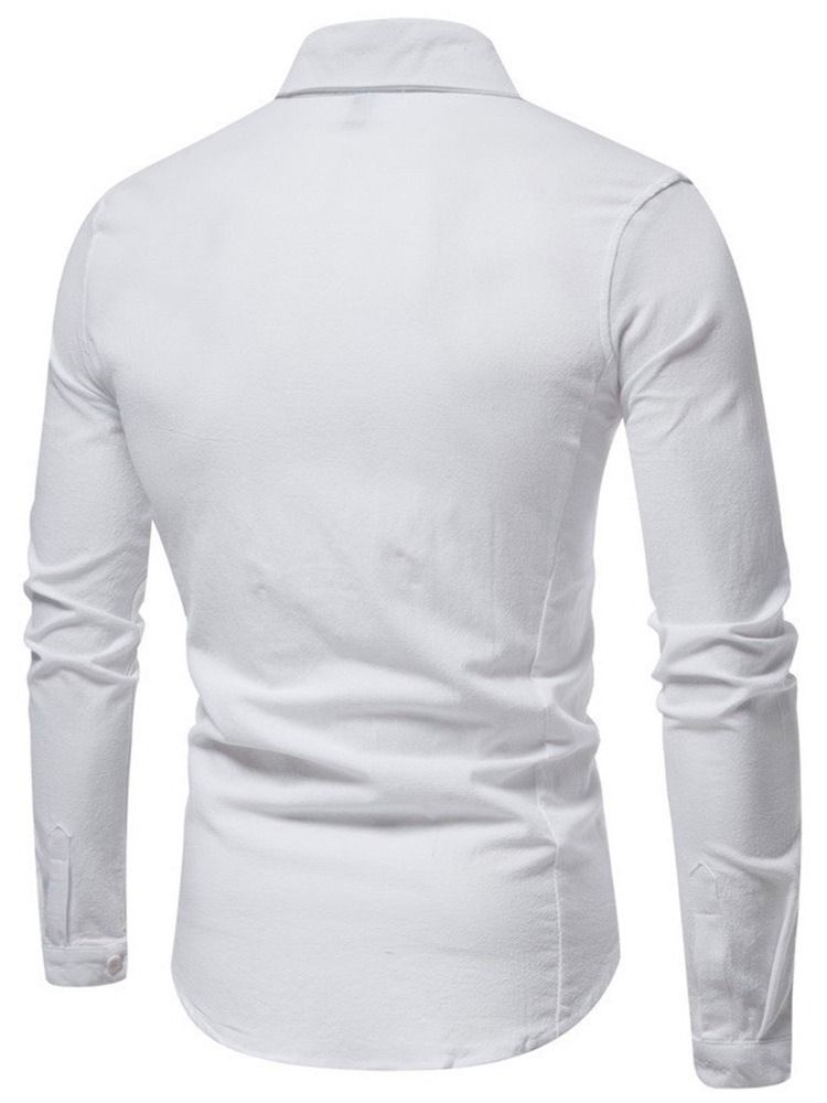 Ol Plain Lapel Enkelknäppt Herrskjorta