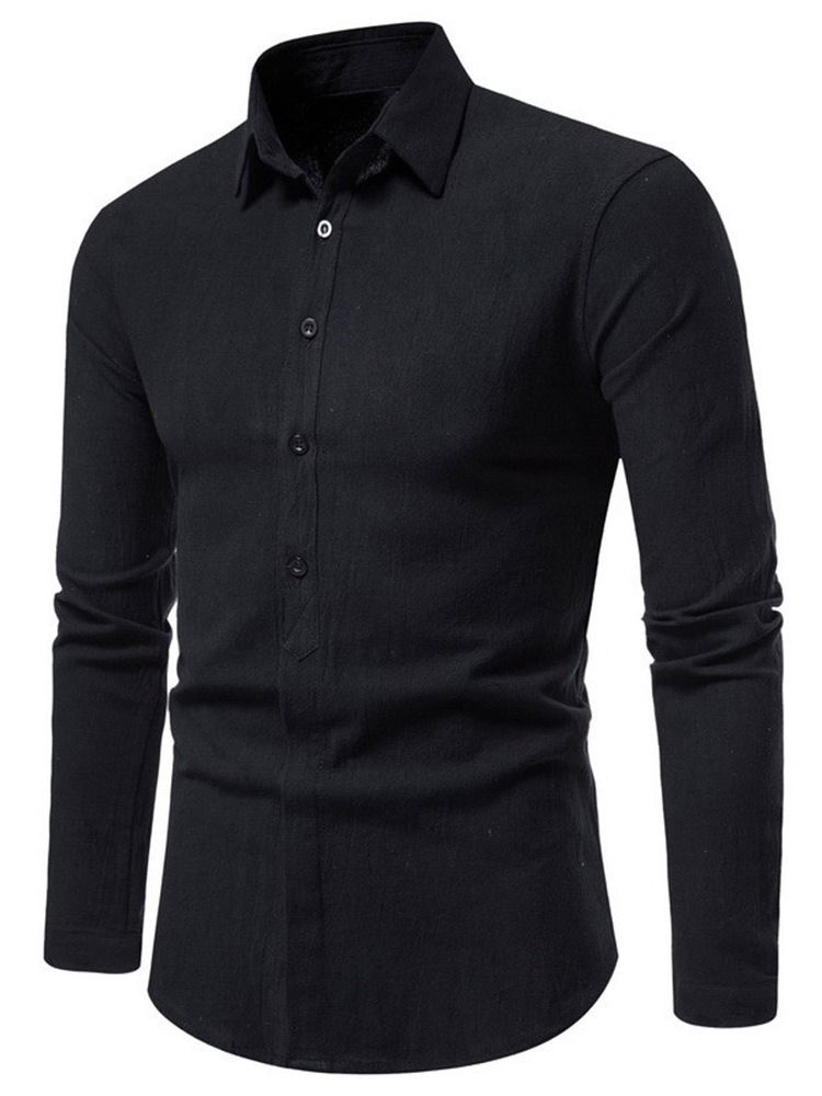Ol Plain Lapel Enkelknäppt Herrskjorta