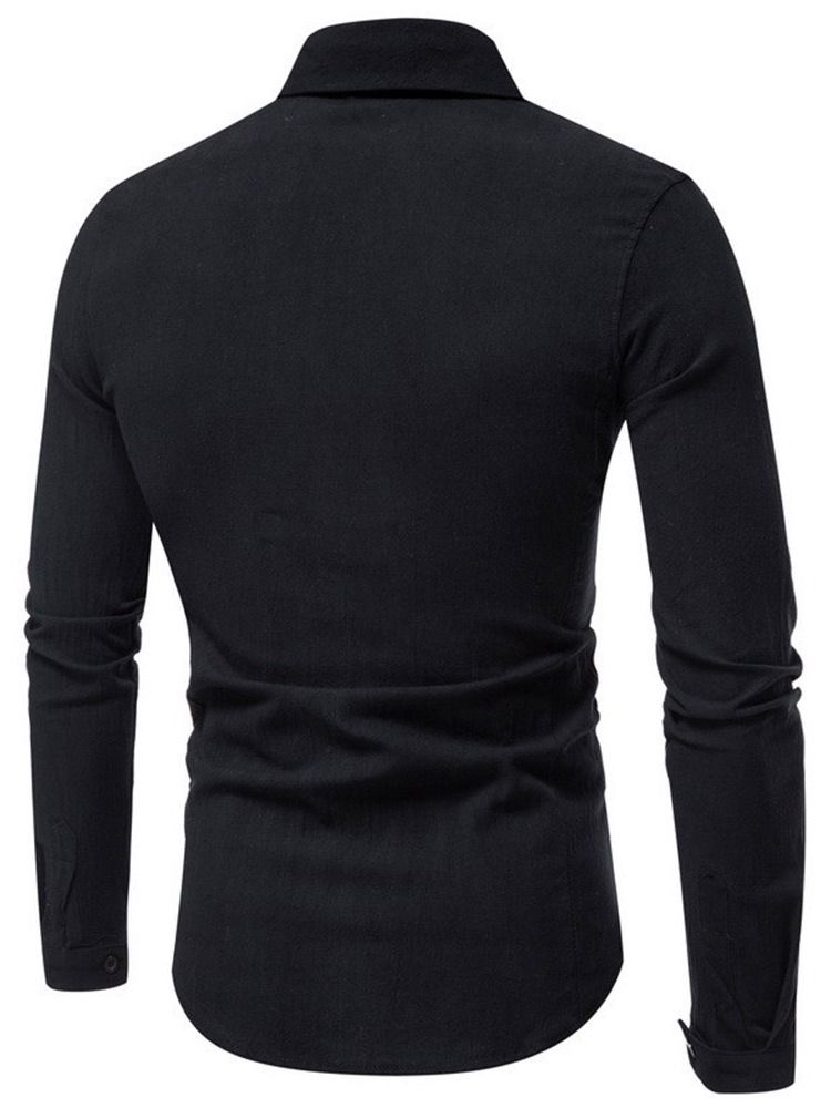 Ol Plain Lapel Enkelknäppt Herrskjorta