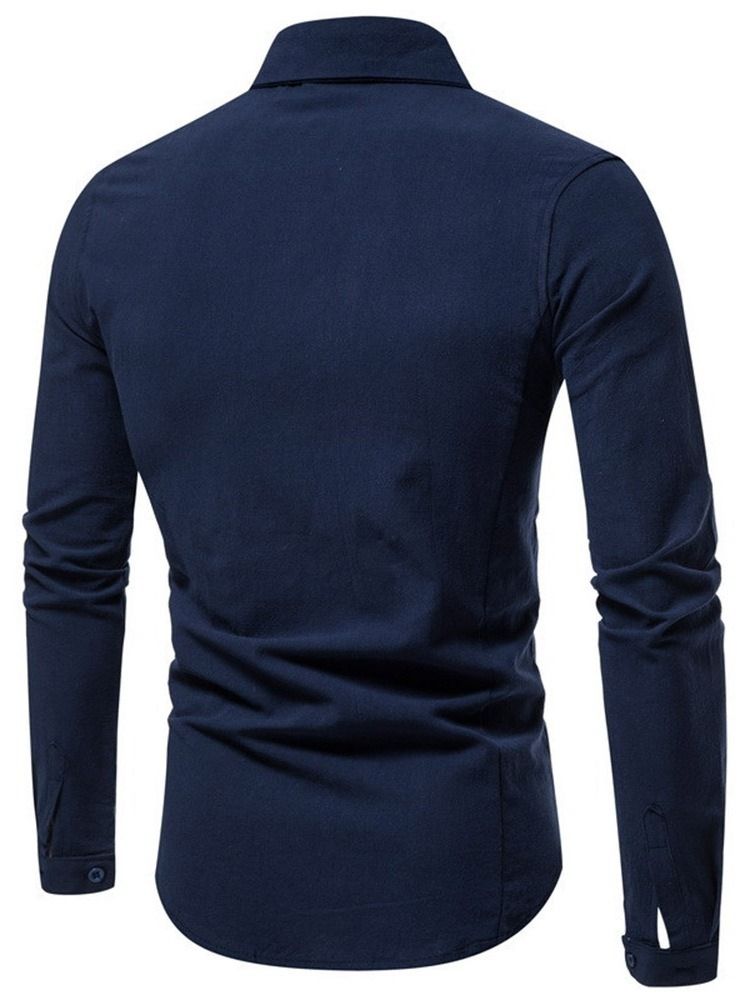 Ol Plain Lapel Enkelknäppt Herrskjorta