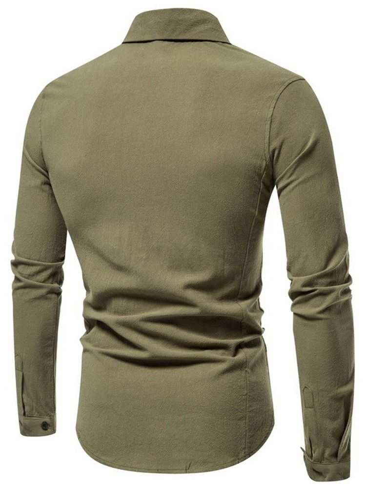 Ol Plain Lapel Enkelknäppt Herrskjorta
