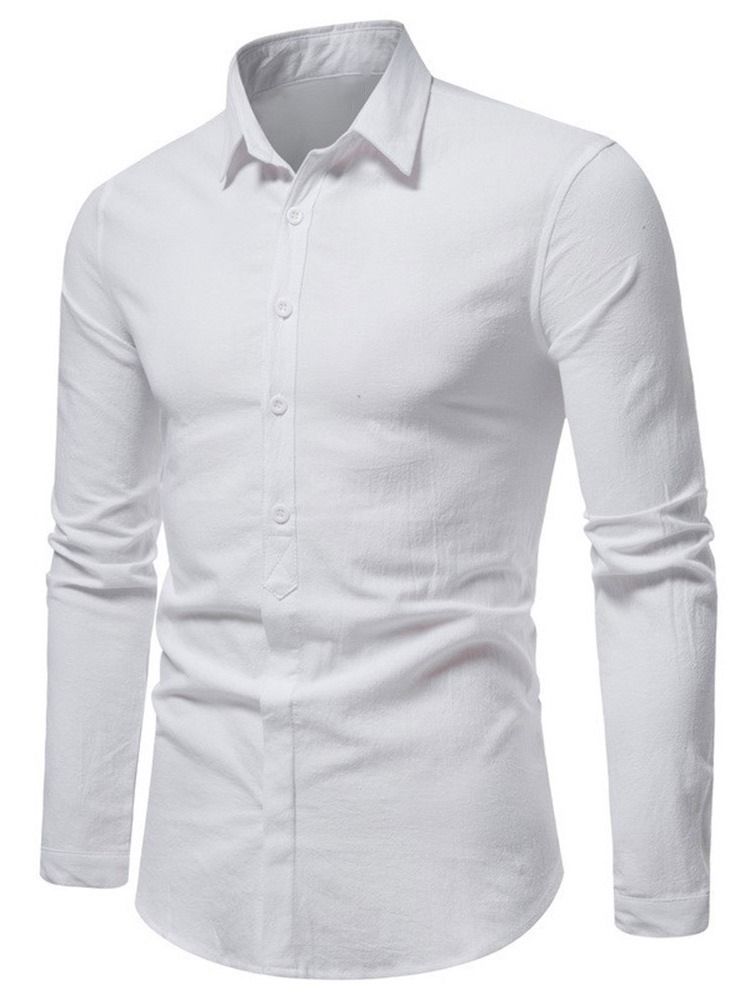 Ol Plain Lapel Enkelknäppt Herrskjorta