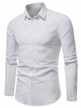Ol Plain Lapel Enkelknäppt Herrskjorta