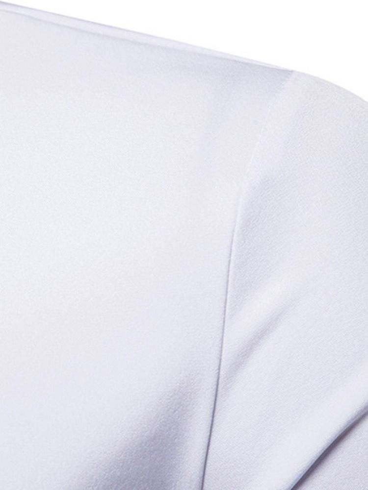 Ol Plain Stand Collar Slim Enkelknäppt Herrskjorta
