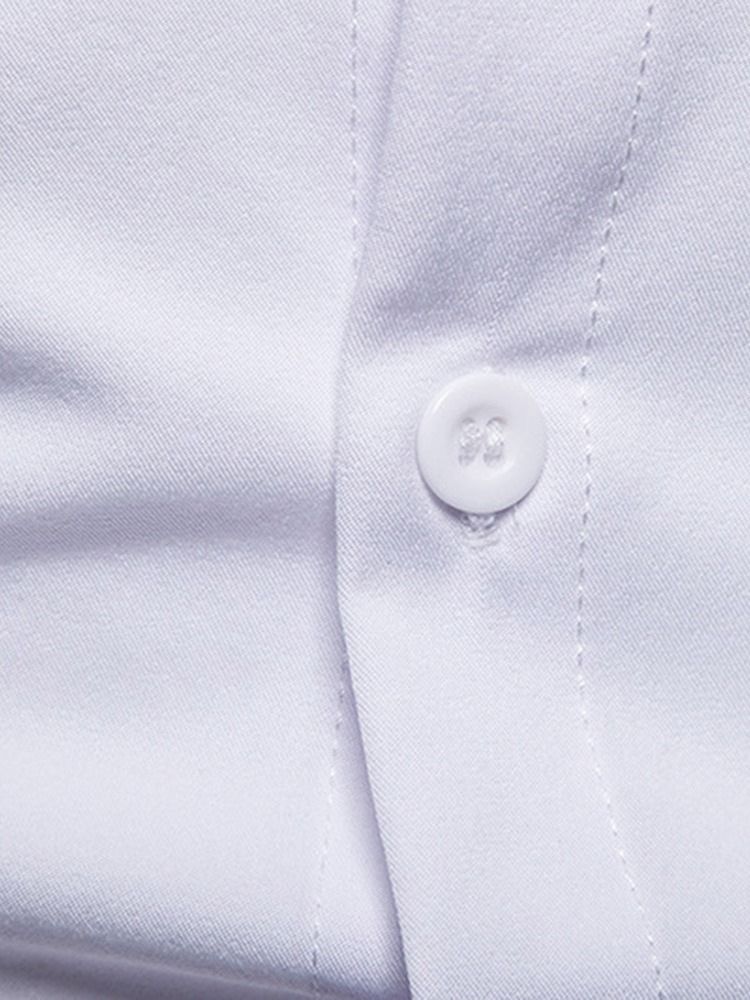 Ol Plain Stand Collar Slim Enkelknäppt Herrskjorta