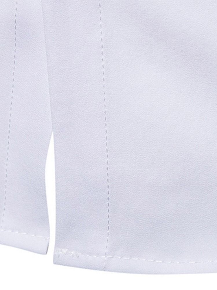 Ol Plain Stand Collar Slim Enkelknäppt Herrskjorta