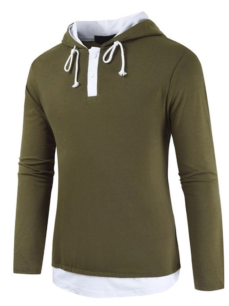 Patchwork Casual Color Block Pullover Långärmad T-Shirt