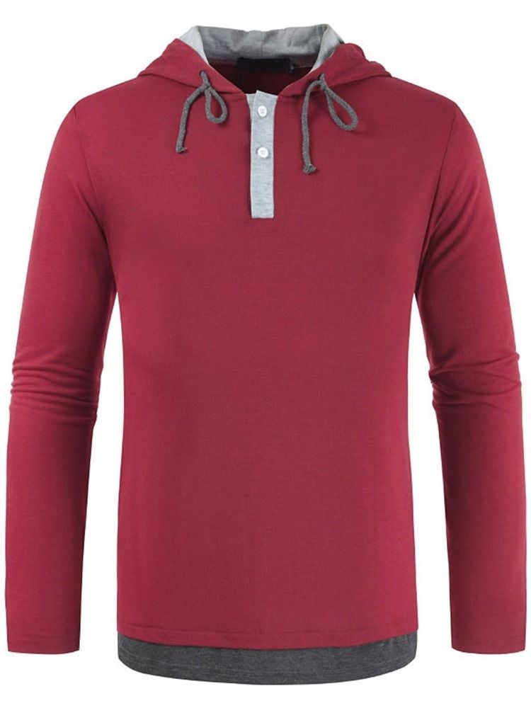 Patchwork Casual Color Block Pullover Långärmad T-Shirt