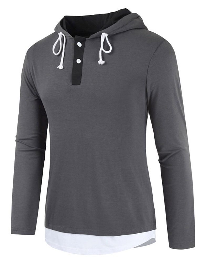 Patchwork Casual Color Block Pullover Långärmad T-Shirt