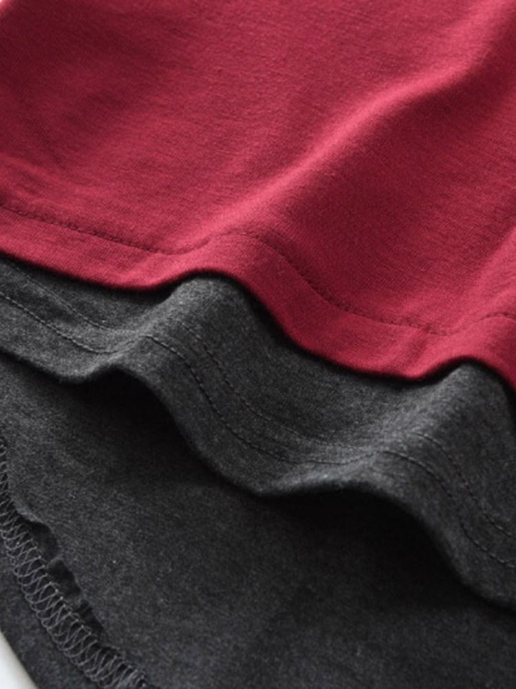 Patchwork Casual Color Block Pullover Långärmad T-Shirt