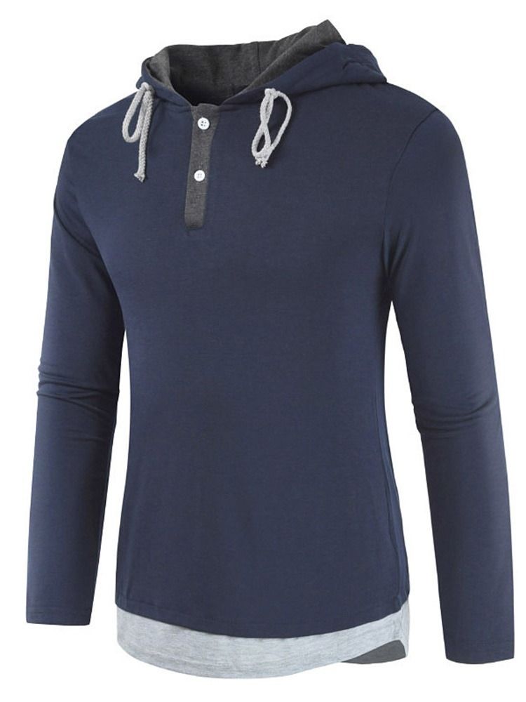 Patchwork Casual Color Block Pullover Långärmad T-Shirt