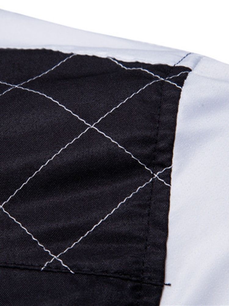 Patchwork Casual Lapel Slim Enkelknäppt Skjorta