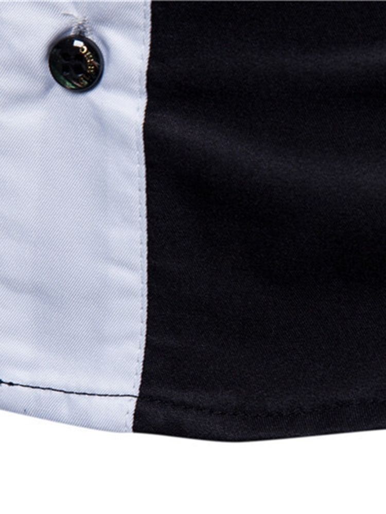 Patchwork Casual Lapel Slim Enkelknäppt Skjorta
