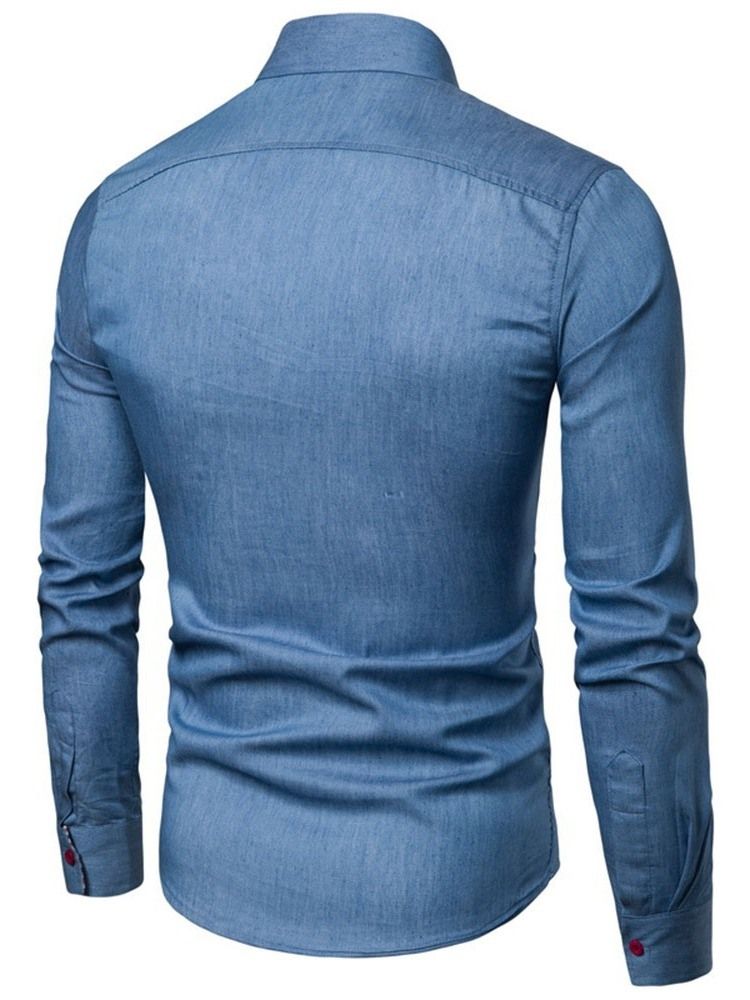 Patchwork Casual Lapel Slim Vårskjorta För Män