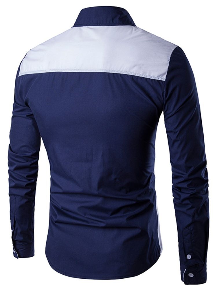 Patchwork Casual Lapel Spring Slim Shirt