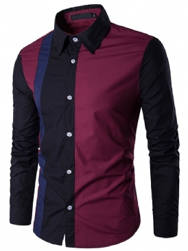 Patchwork Casual Lapel Spring Slim Shirt