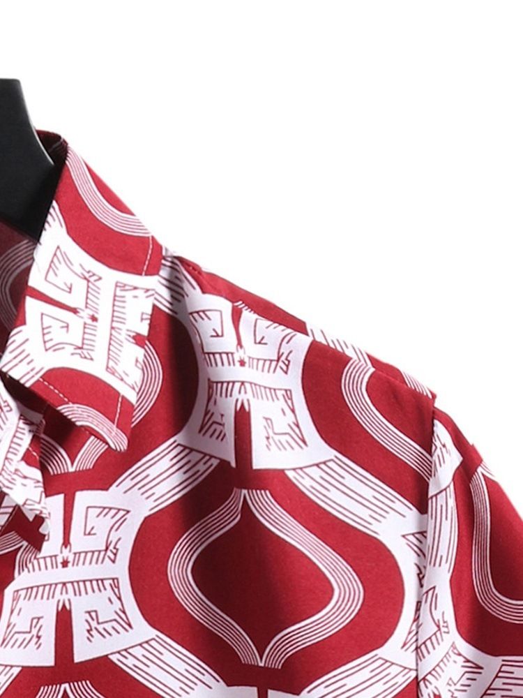 Patchwork Lapel Casual Enkelknäppt Höstskjorta För Män