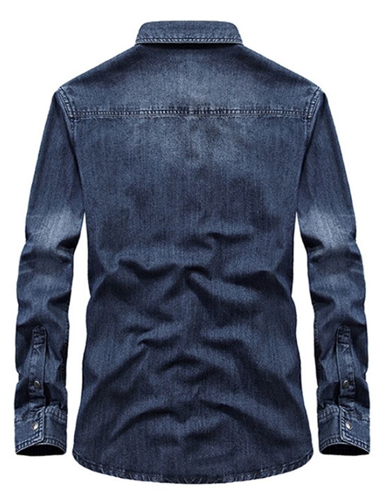 Pocket Casual Lapel Enkelknäppt Vårskjorta