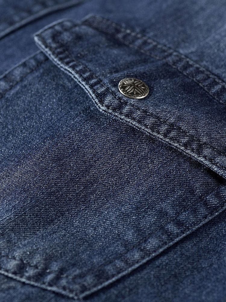 Pocket Casual Lapel Enkelknäppt Vårskjorta