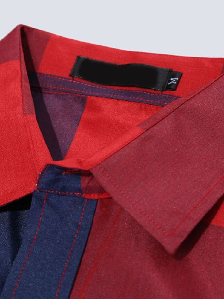 Pocket Casual Pläd Enkelknäppt Höstskjorta För Män