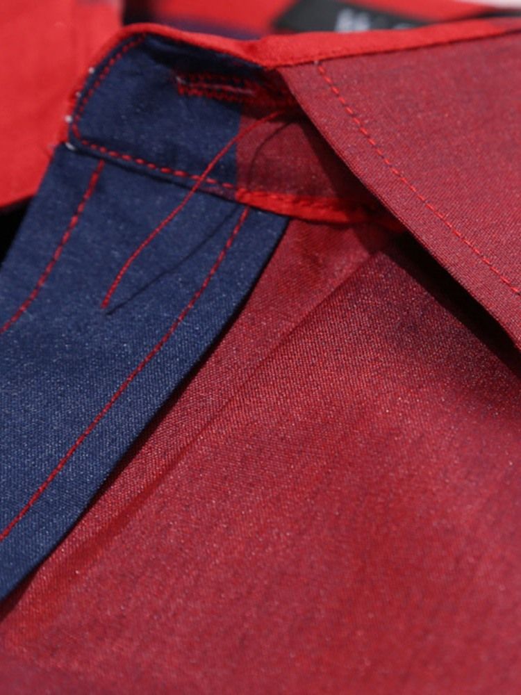 Pocket Casual Pläd Enkelknäppt Höstskjorta För Män