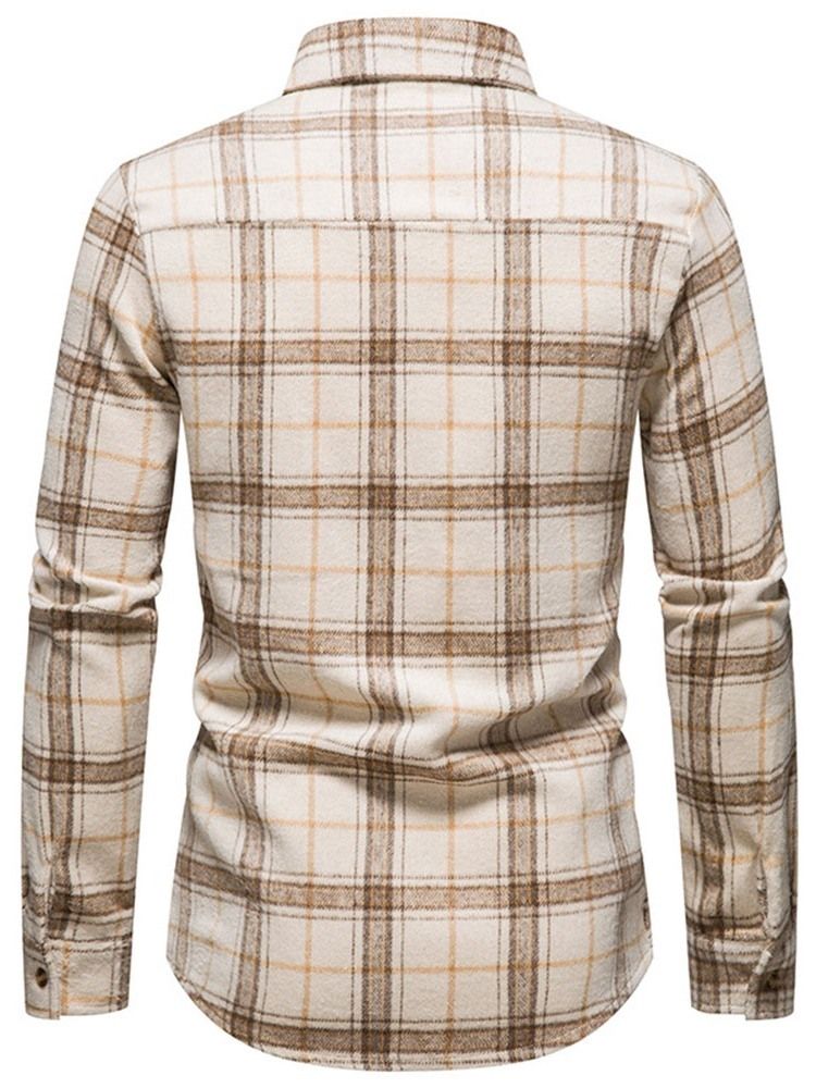 Pocket Lapel Pläd Enkelknäppt Höstskjorta