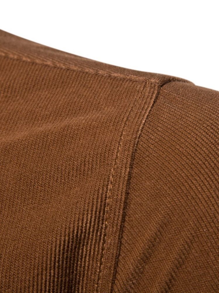 Pocket Lapel Plain Slim Enkelknäppt Herrskjorta