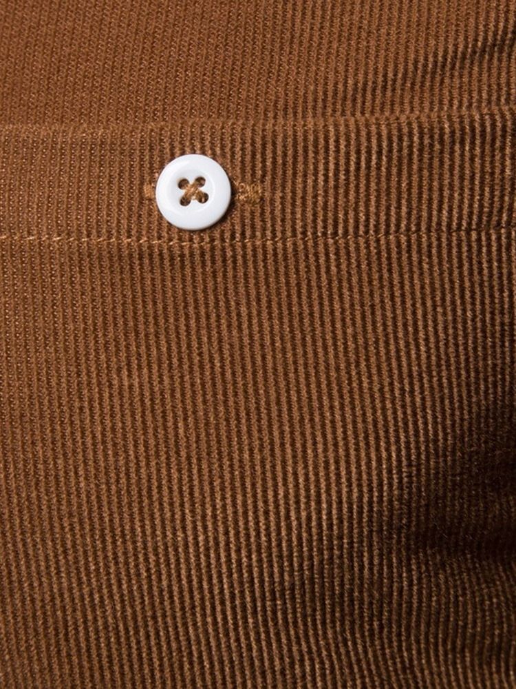 Pocket Lapel Plain Slim Enkelknäppt Herrskjorta