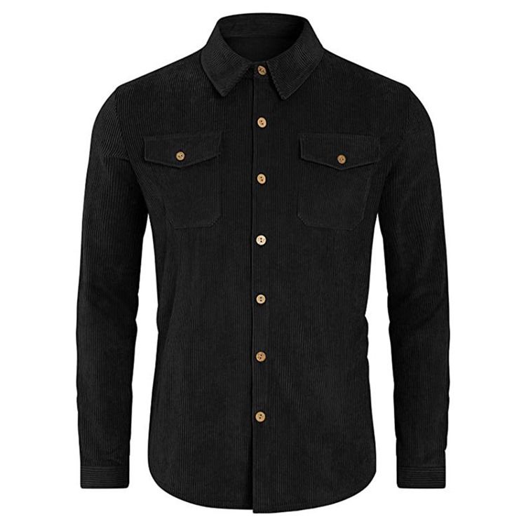 Pocket Lapel Vanlig Enkelknäppt Höstskjorta