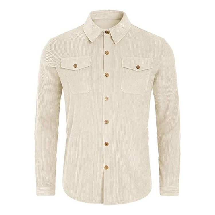 Pocket Lapel Vanlig Enkelknäppt Höstskjorta