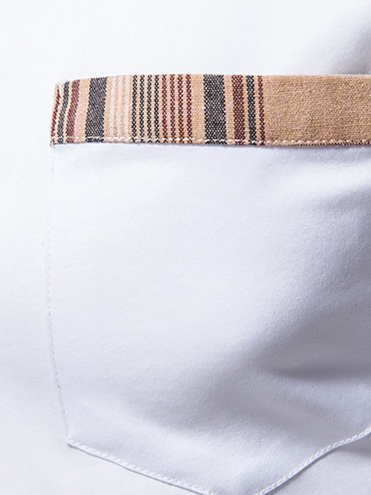 Pocket Ol Color Block Slim Enkelknäppt Skjorta
