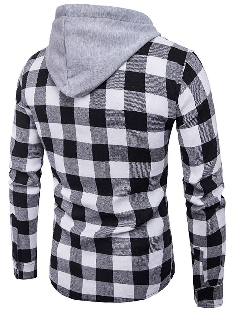 Pocket Rutig Casual Enkelknäppt Slim Shirt