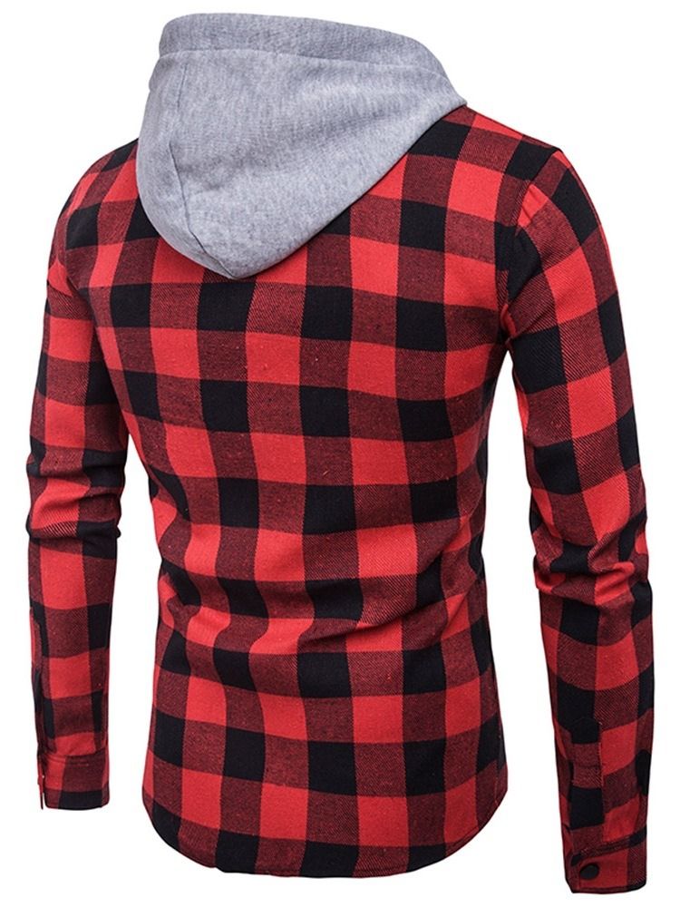 Pocket Rutig Casual Enkelknäppt Slim Shirt
