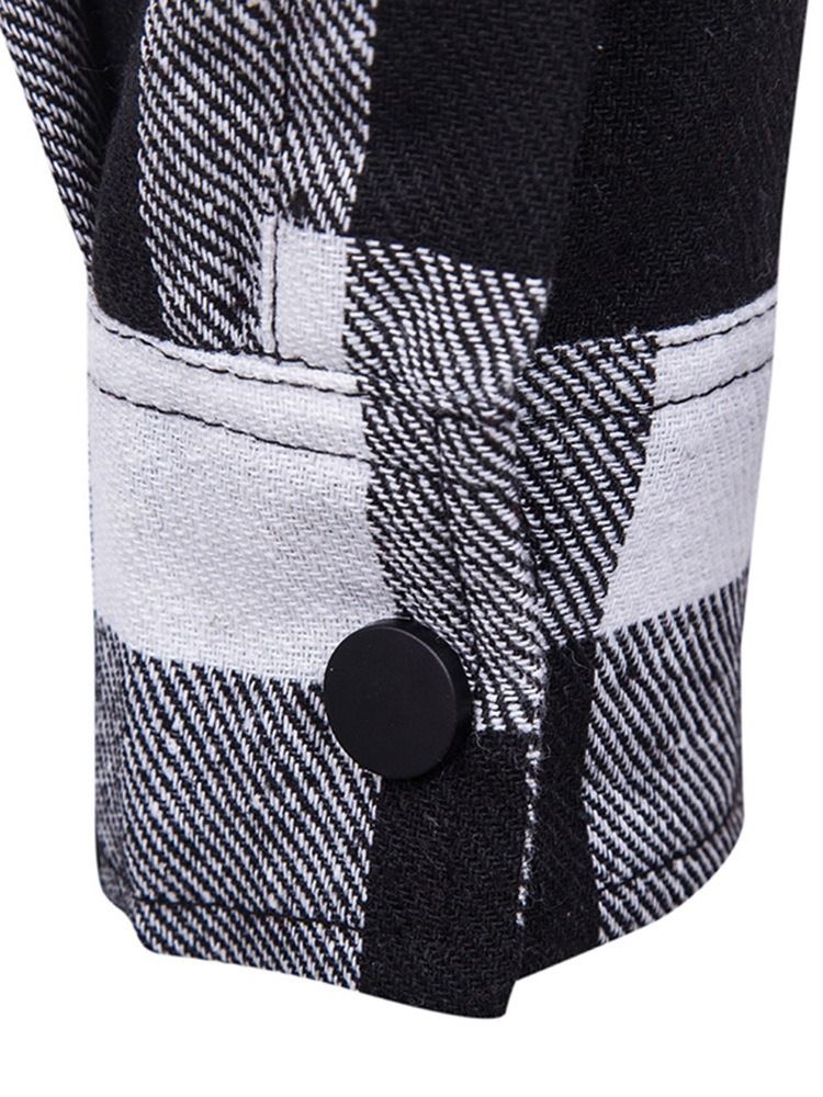 Pocket Rutig Casual Enkelknäppt Slim Shirt