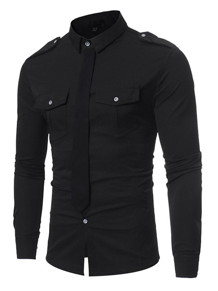 Pocket Tie Dekorerad Unik Smal Herrskjorta