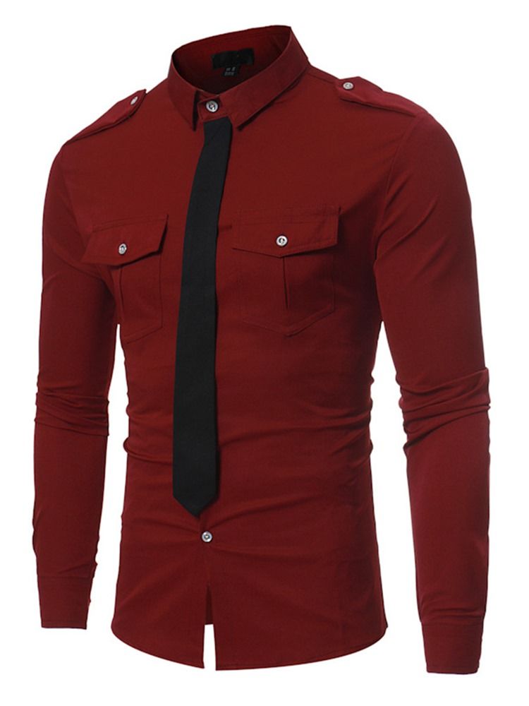 Pocket Tie Dekorerad Unik Smal Herrskjorta