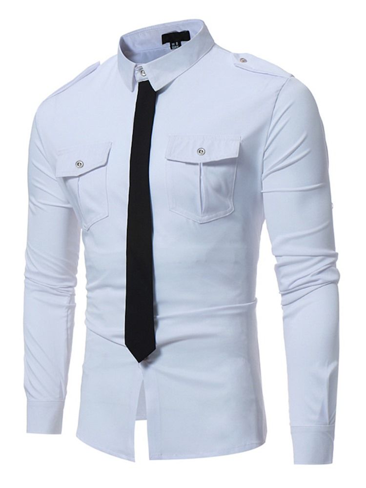 Pocket Tie Dekorerad Unik Smal Herrskjorta