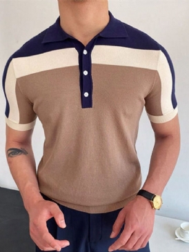 Polo Neck Color Block Casual Pikétröja