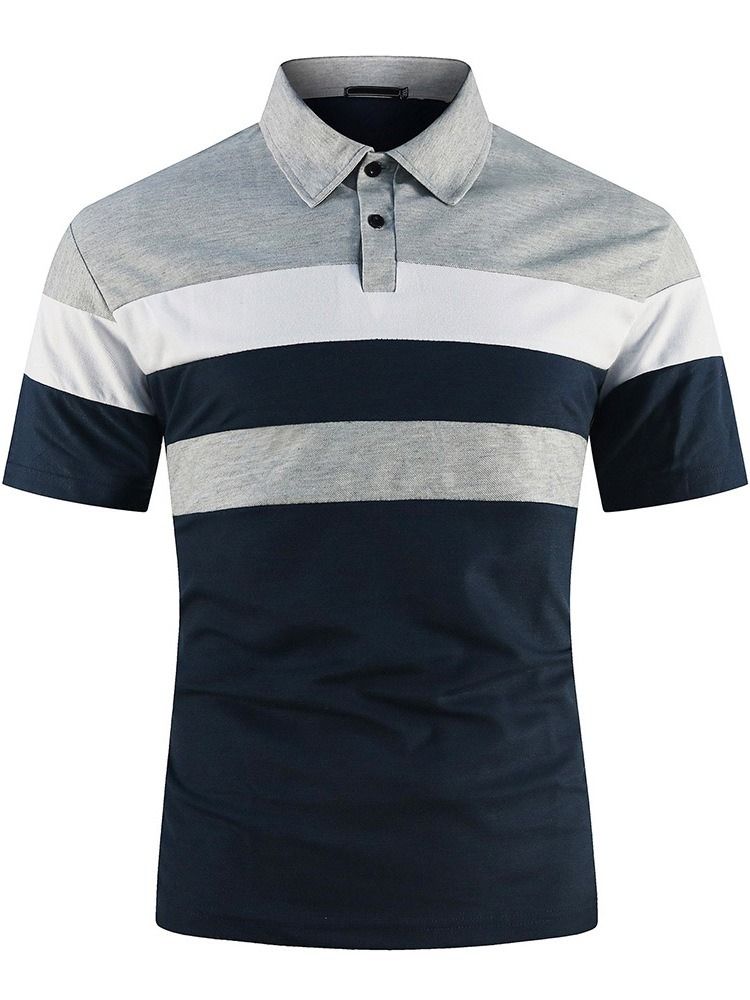 Polo Neck Color Block Patchwork Fashion Polo Shirt