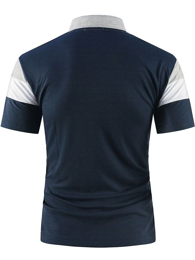 Polo Neck Color Block Patchwork Fashion Polo Shirt