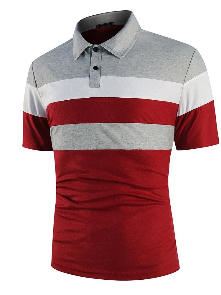 Polo Neck Color Block Patchwork Fashion Polo Shirt